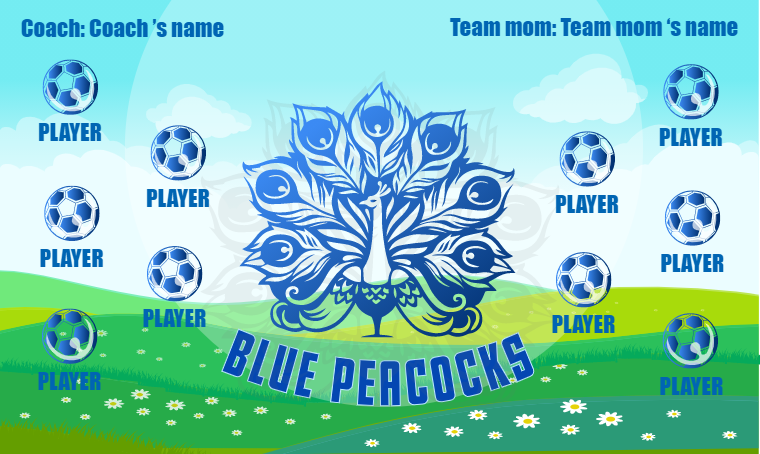 Blue Peacocks - Soccer Banner