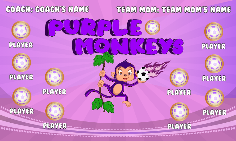 Purple Monkeys  - Soccer Banner