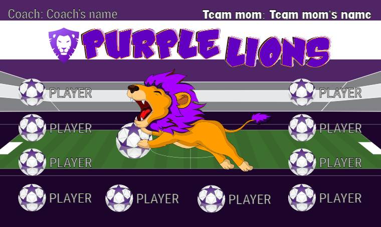 Purple Lions - Soccer Banner