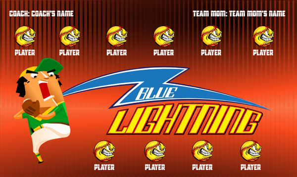 Blue Lightning - Softball Banner