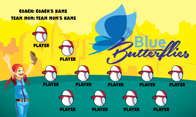 Blue Butterflies 2 - Softball Banner