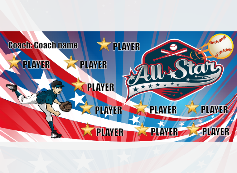 ALL Star 3 - Baseball - Pole Pocket Banner