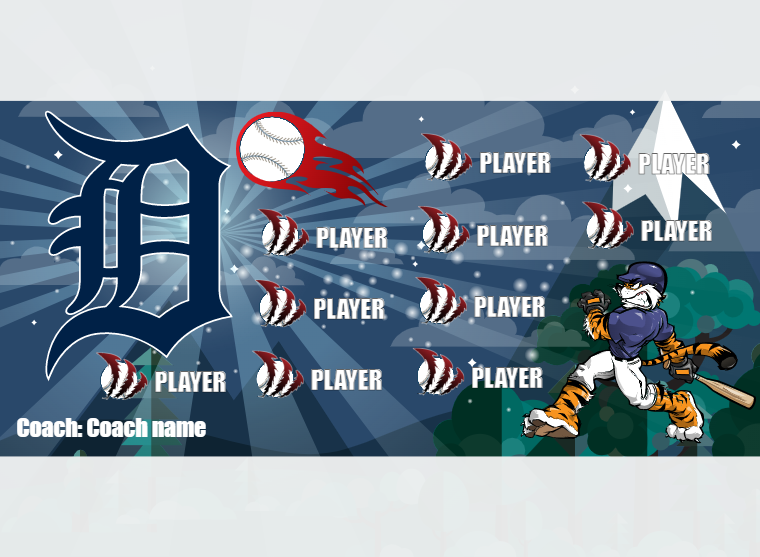 Detroit 2 - Baseball - Pole Pocket Banner