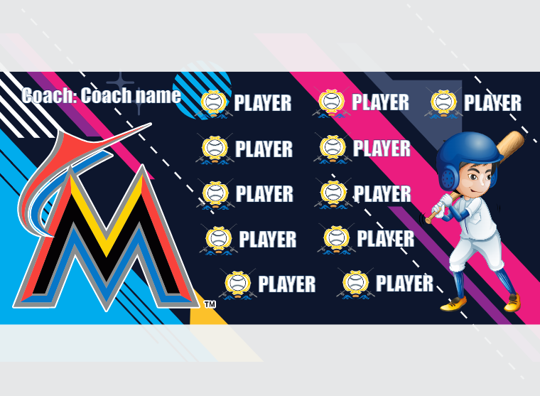Miami Marlins 2 - Baseball - Pole Pocket Banner