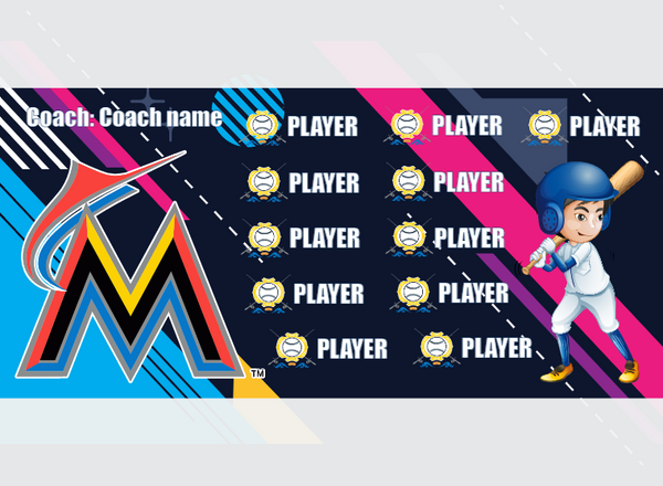 Miami Marlins 2 - Baseball - Pole Pocket Banner