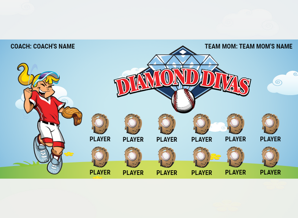 Diamond Divas 1 - Softball - Pole Pocket Banner