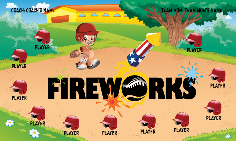 Fire Works - Softball Banner