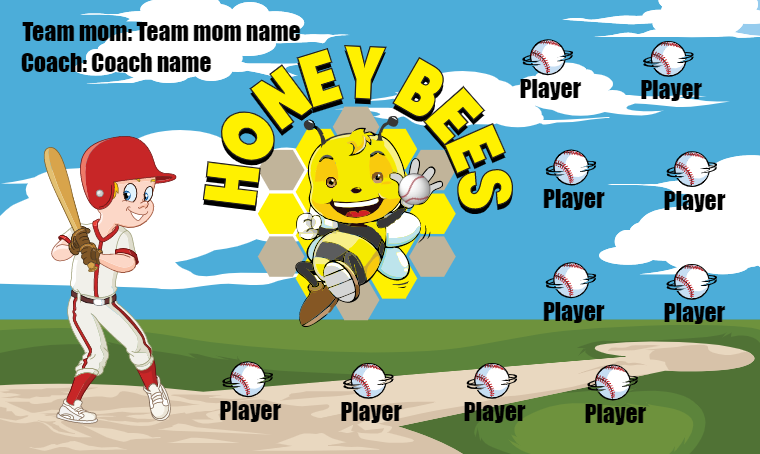 Honey Bees - Softball Banner