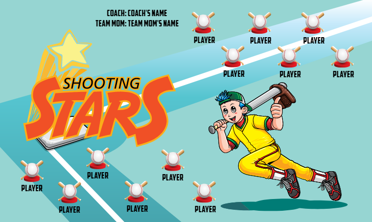 Shooting Stars - Softball Banner