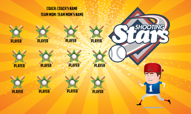 Shooting Stars - Softball Banner