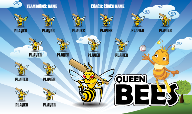 Queen Bees - Softball Banner