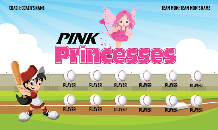 Pink Princesses - Softball Banner