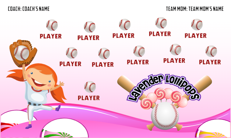 Lavender Lollipops - Softball Banner