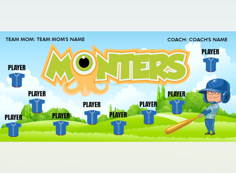Monsters - Softball - Pole Pocket Banner