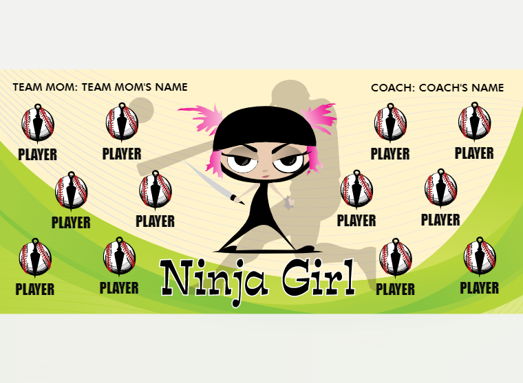 NinjaGirls 1 - Softball - Pole Pocket Banner
