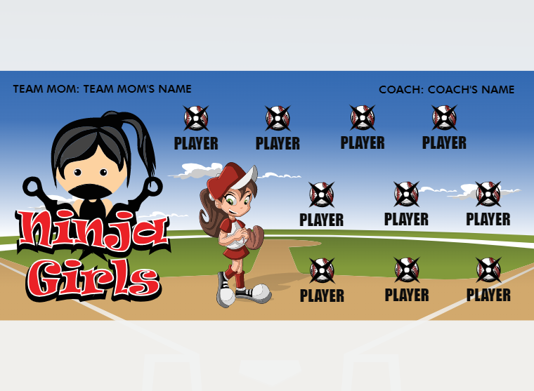 NinjaGirls 2 - Softball - Pole Pocket Banner