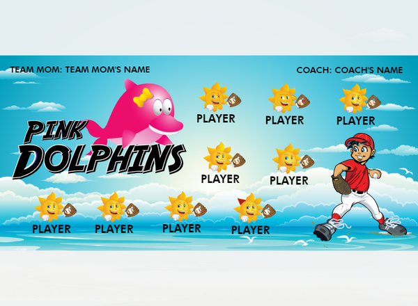 Pink Dolphins 1 - Softball - Pole Pocket Banner