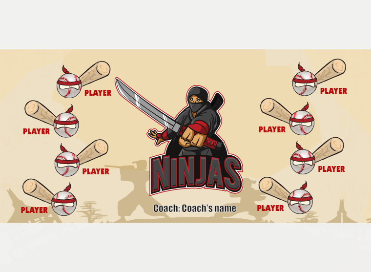 Ninjas 2 - Softball - Pole Pocket Banner