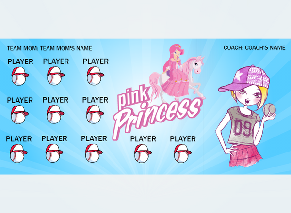 PinkPrincessess1 - Softball - Pole Pocket Banner