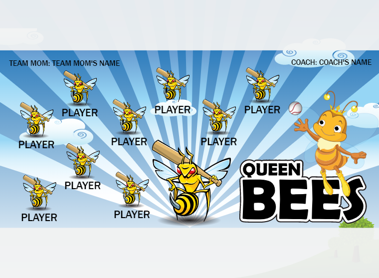 Queen Bees 2 - Softball - Pole Pocket Banner