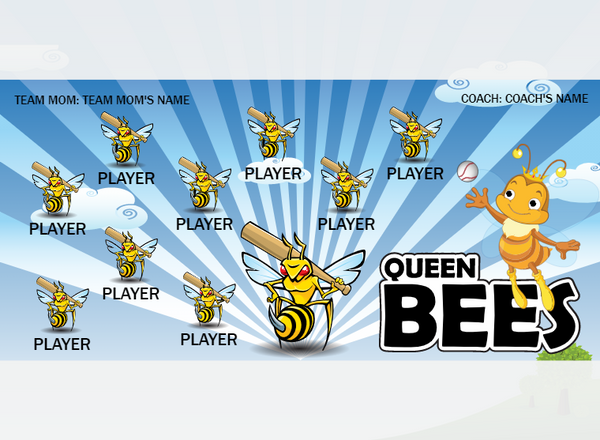 Queen Bees 2 - Softball - Pole Pocket Banner