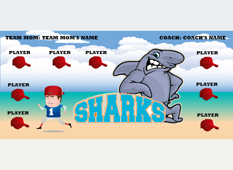 Sharks1 - Softball - Pole Pocket Banner