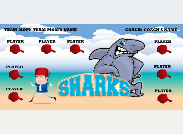 Sharks1 - Softball - Pole Pocket Banner