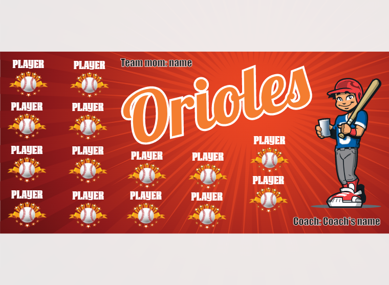Orioles 3 - Baseball - Pole Pocket Banner