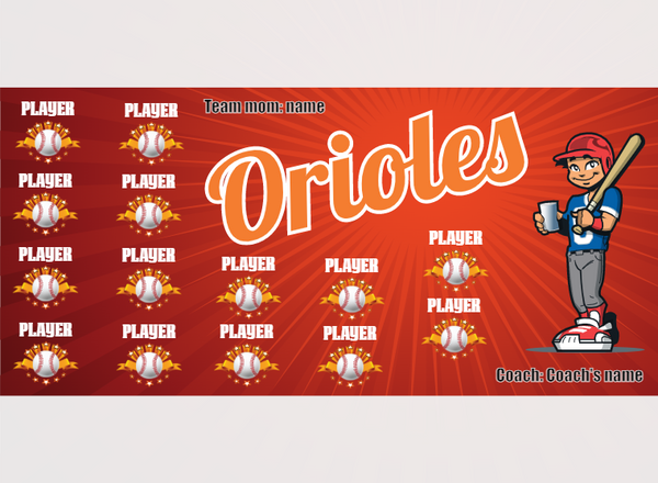 Orioles 3 - Baseball - Pole Pocket Banner