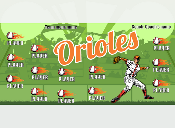 Orioles 4 - Baseball - Pole Pocket Banner