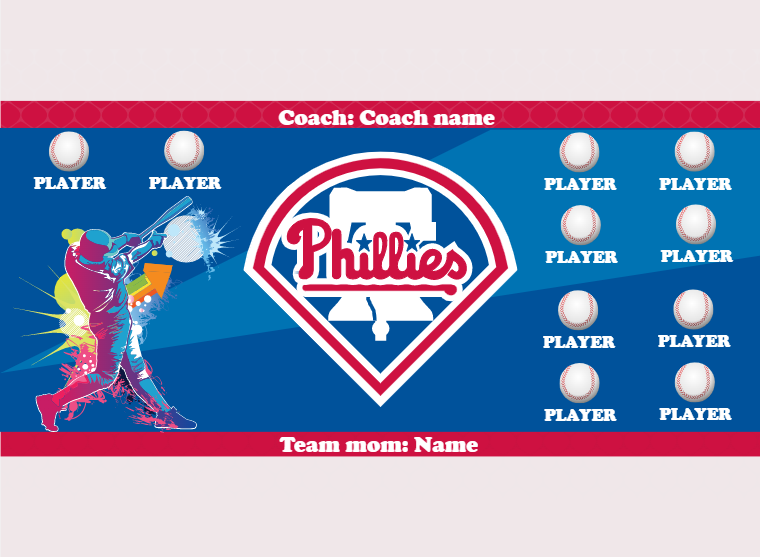 Phillies 4 - Baseball - Pole Pocket Banner