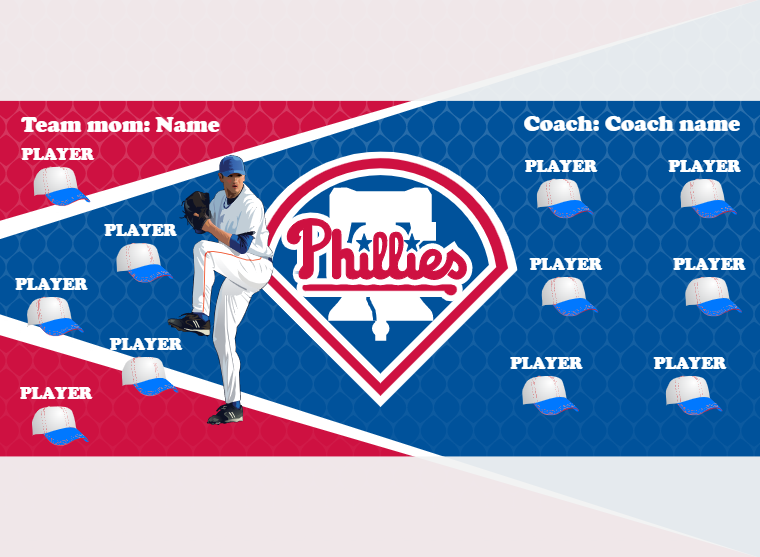 Phillies 5 - Baseball - Pole Pocket Banner