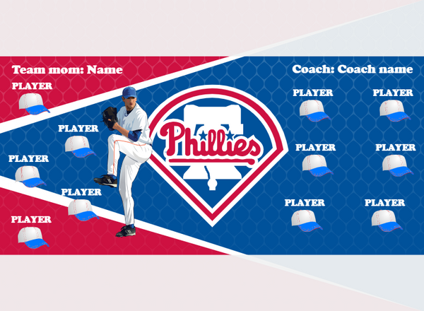 Phillies 5 - Baseball - Pole Pocket Banner