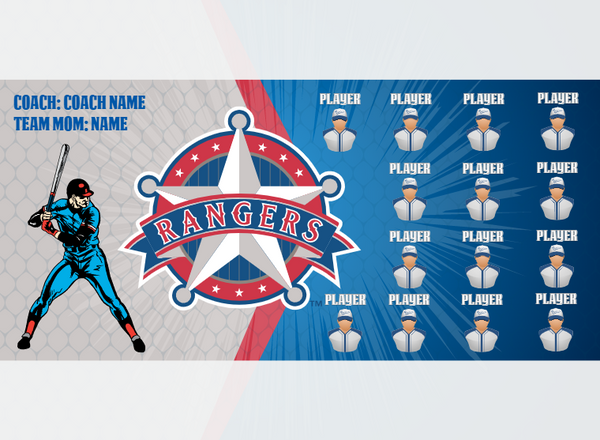 Rangers 2 - Baseball - Pole Pocket Banner