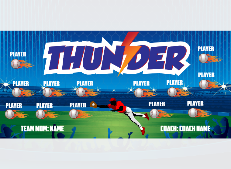 Thunder 1 - Baseball - Pole Pocket Banner