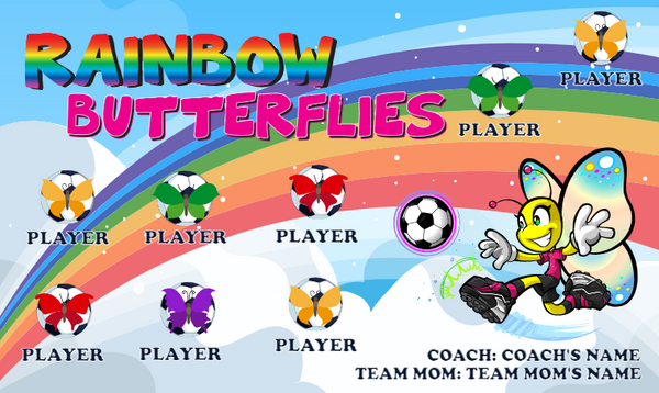 Rainbow Butterflies - Soccer Banner