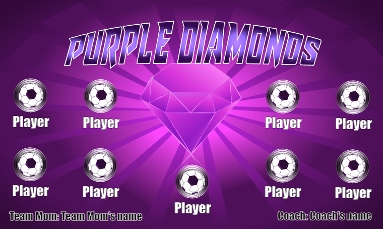 Purple Diamonds - Soccer Banner