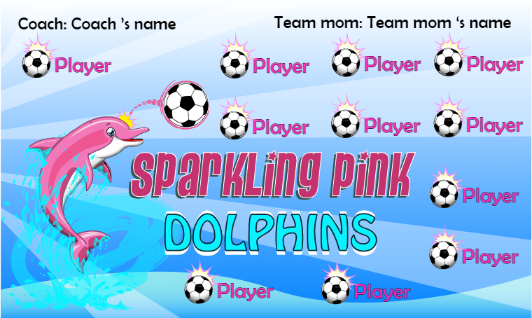 Sparkling Pink Dolphins - Soccer Banner