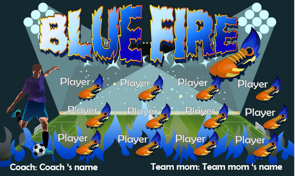 Blue Fire - Soccer Banner