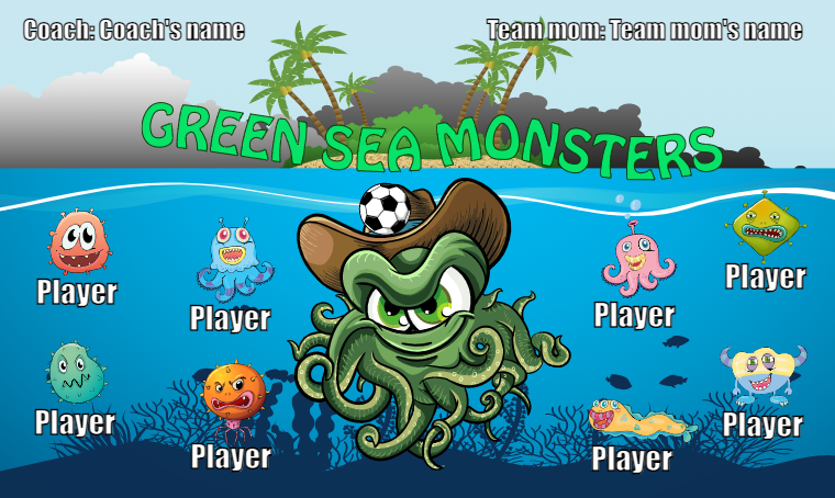 Green Sea Monsters - Soccer Banner