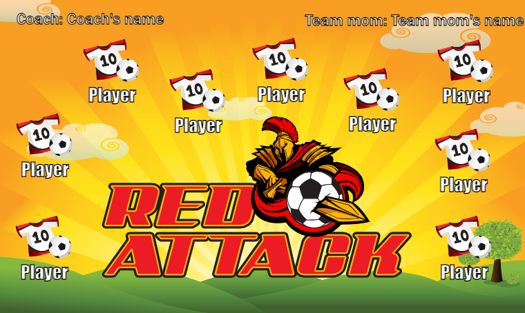 Red Attack Red Attack - Soccer Banner – Team Sport Banners