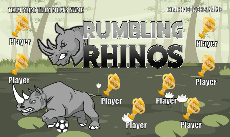 Rumbling Rhinos - Soccer Banner