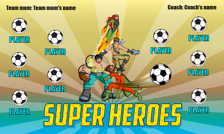 Super Heroes - Soccer Banner