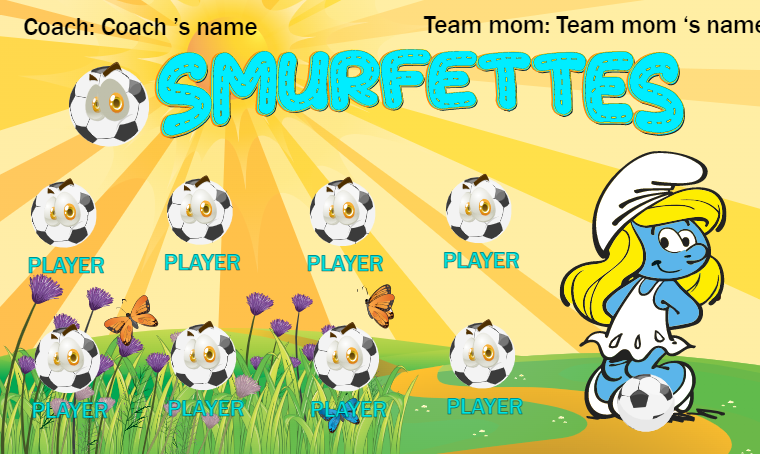 Smurfettes - Soccer Banner