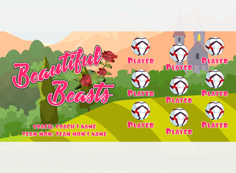 Beautiful Beasts 1 - Soccer - Pole Pocket Banner
