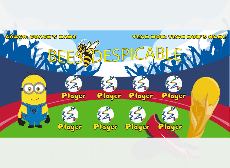Bees Despicable - Soccer - Pole Pocket Banner