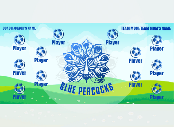 Blue Peacocks - Soccer - Pole Pocket Banner