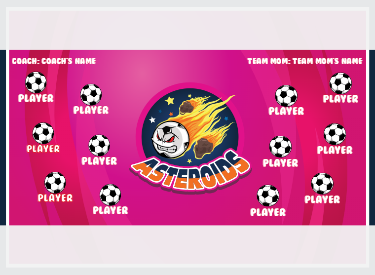 Asteroids 2 - Soccer - Pole Pocket Banner