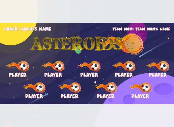 Asteroids 3 - Soccer - Pole Pocket Banner