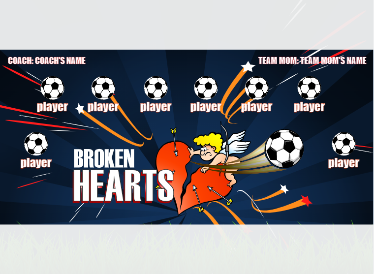 Broken Hearts - Soccer - Pole Pocket Banner